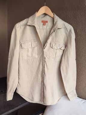 Tommy Bahama Relax 100% Linen Button-Up Shirt in Light Tan
